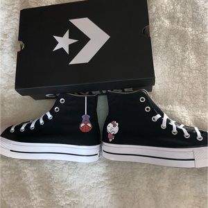 Black Hightop Platform Hello Kitty & Spider-Man Converse